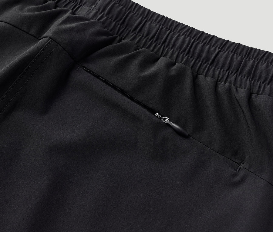 Detail der Funktions-Rockshorts mit Reißverschlusstasche.