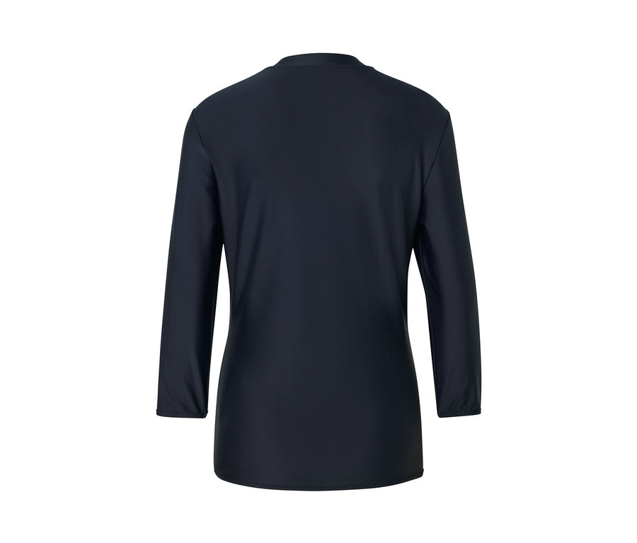 Dunkelblaues UV-Schutz-Sportshirt mit langen Ärmeln.