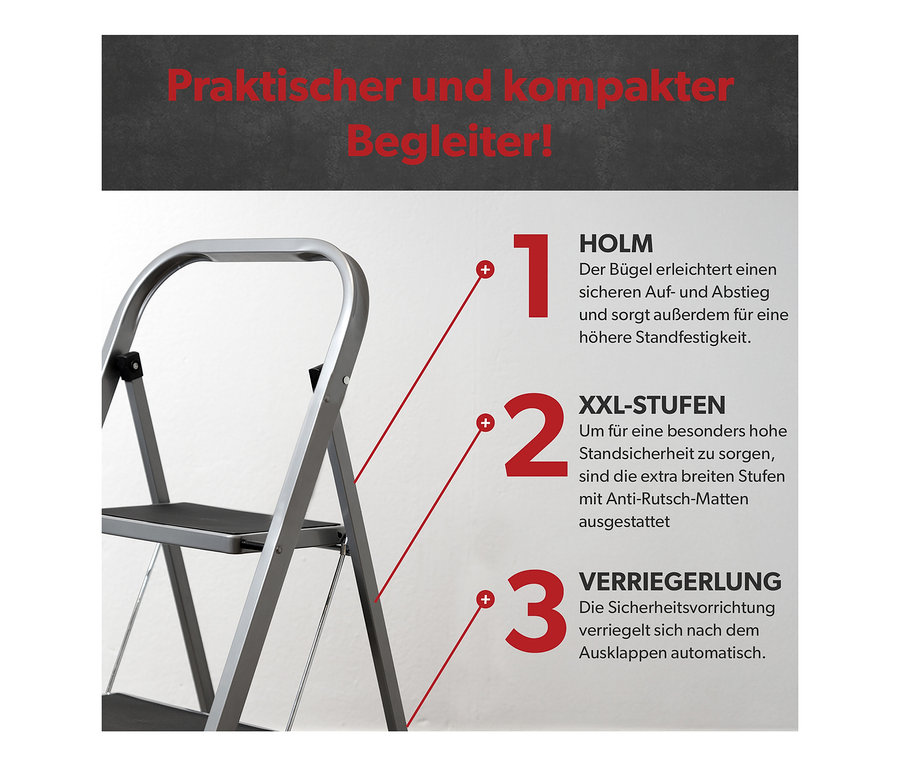 Klapptritt, 2-stufig, anthrazit.