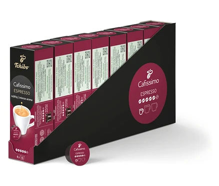 Eine Packung Cafissimo Espresso kräftig - 80 Kapseln.
