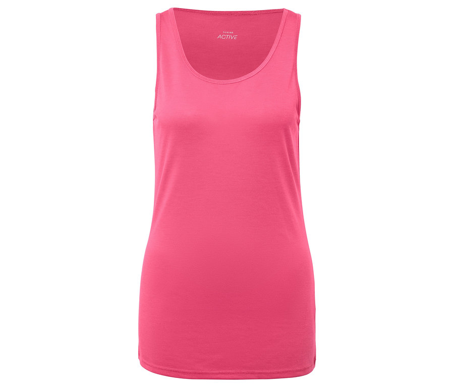 Rosa Tanktop auf weißem Hintergrund.