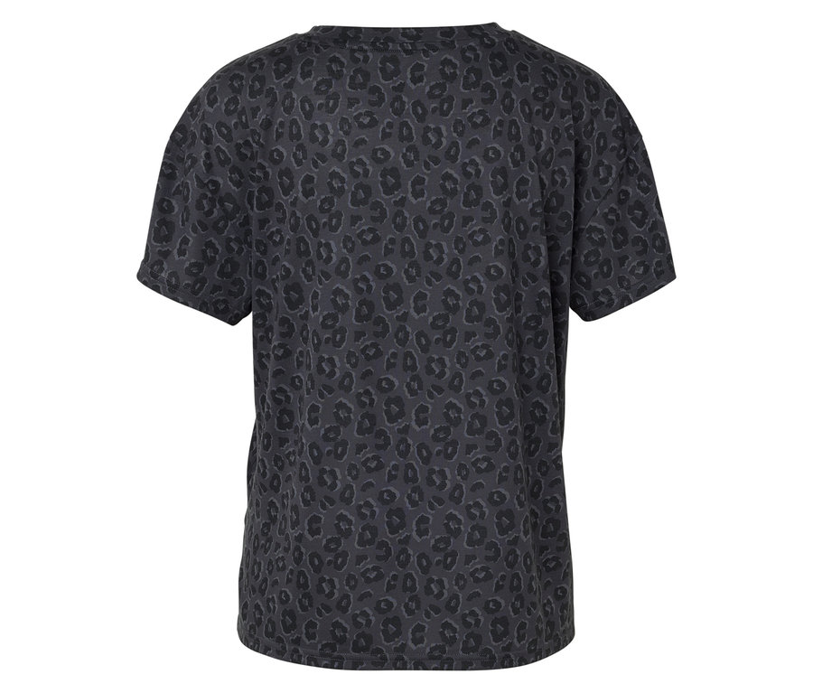 Graues T-Shirt mit Allover-Animal-Print.
