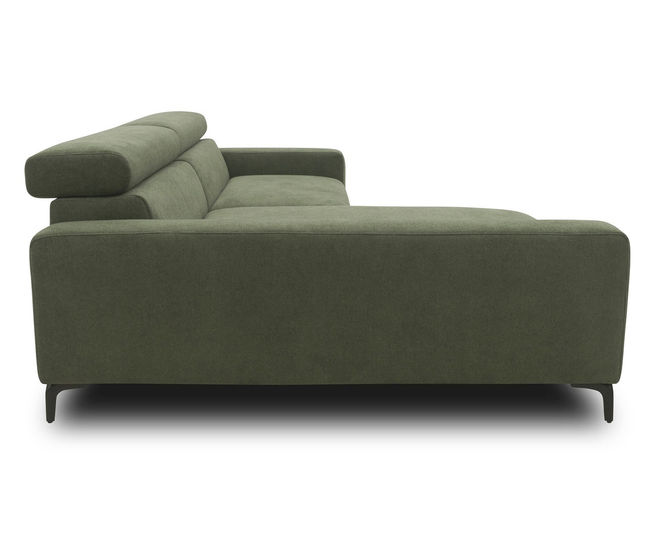 Seitenansicht des grünen DOMO collection Sofas.