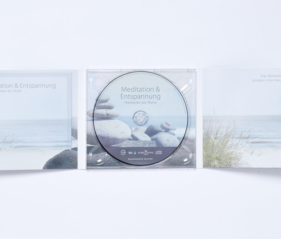 Cover der CD »Meditation und Entspannung – Momente der Ruhe« mit Strandmotiv.