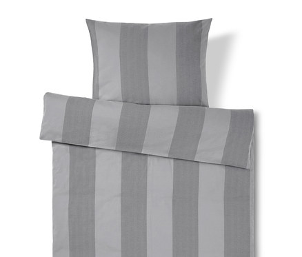 Edelflanell-Bettwäsche, grau gestreift, Normalgröße