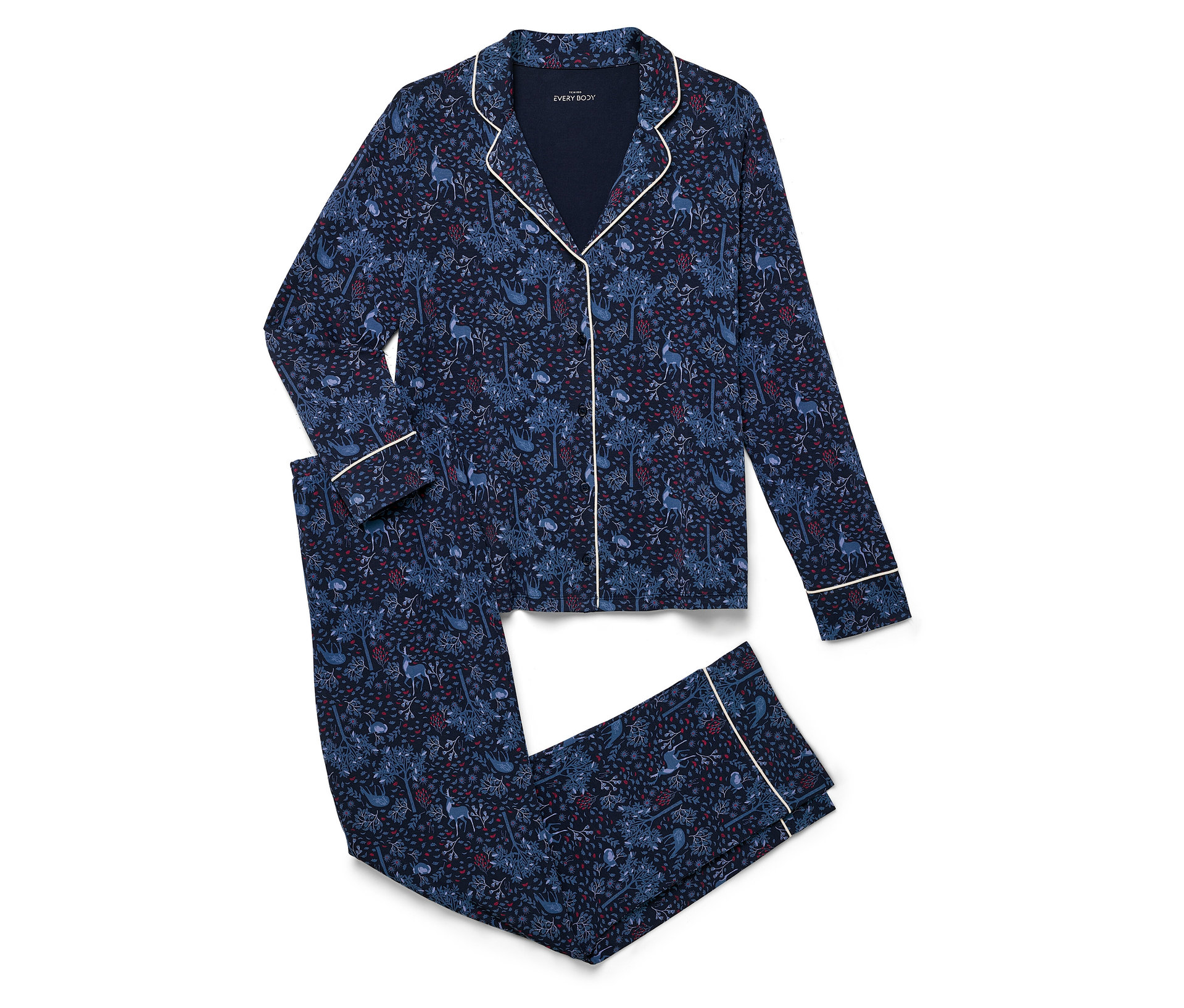 Pyjama-Set - Damen - Gr. L - dunkelblau - dunkelblau