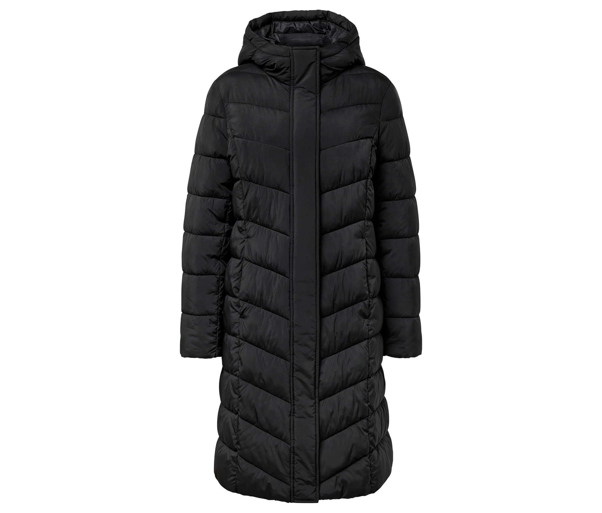 Steppmantel mit Kapuze - Damen - Gr. 50 - schwarz - schwarz