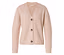 Beige Strickjacke mit V-Ausschnitt und drei Knöpfen.