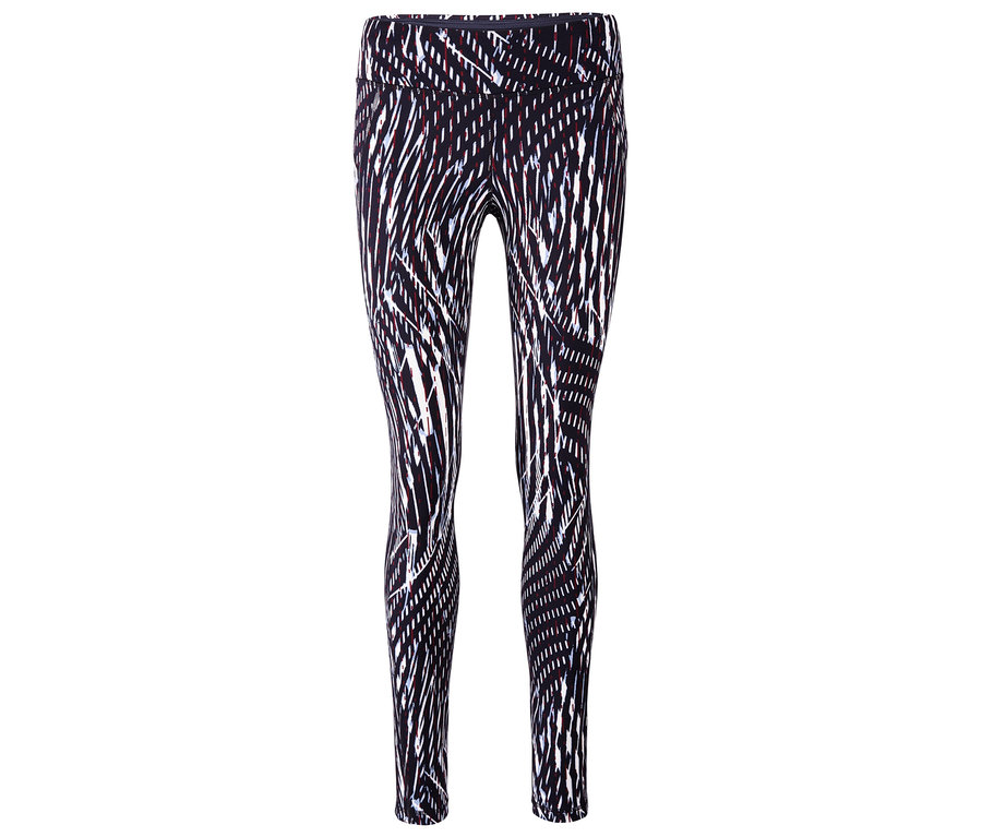 Schwarze Sporttights mit weißem Muster.
