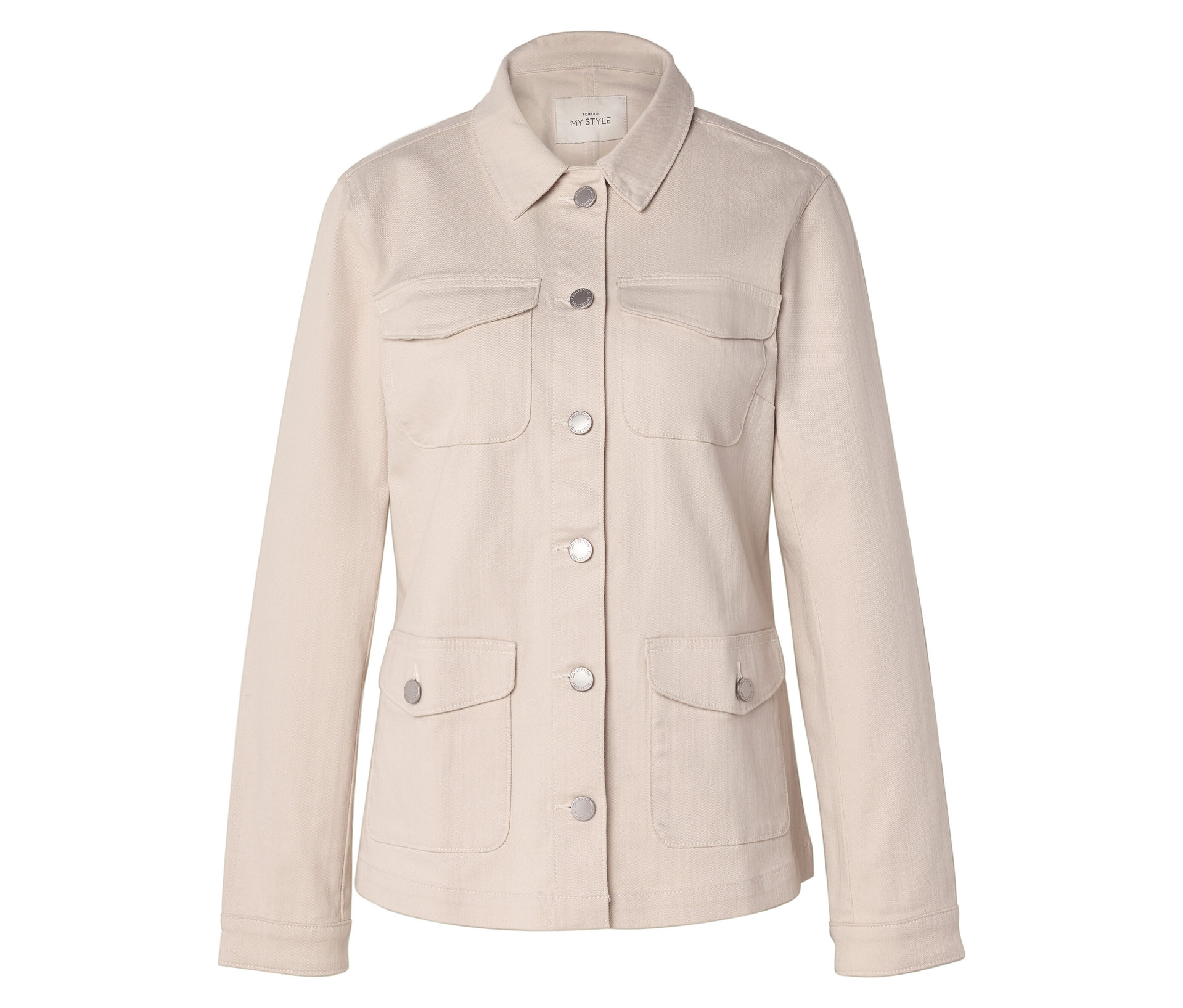 Jeansjacke mit Cargo-Taschen - Damen - Gr. 42 - creme - creme