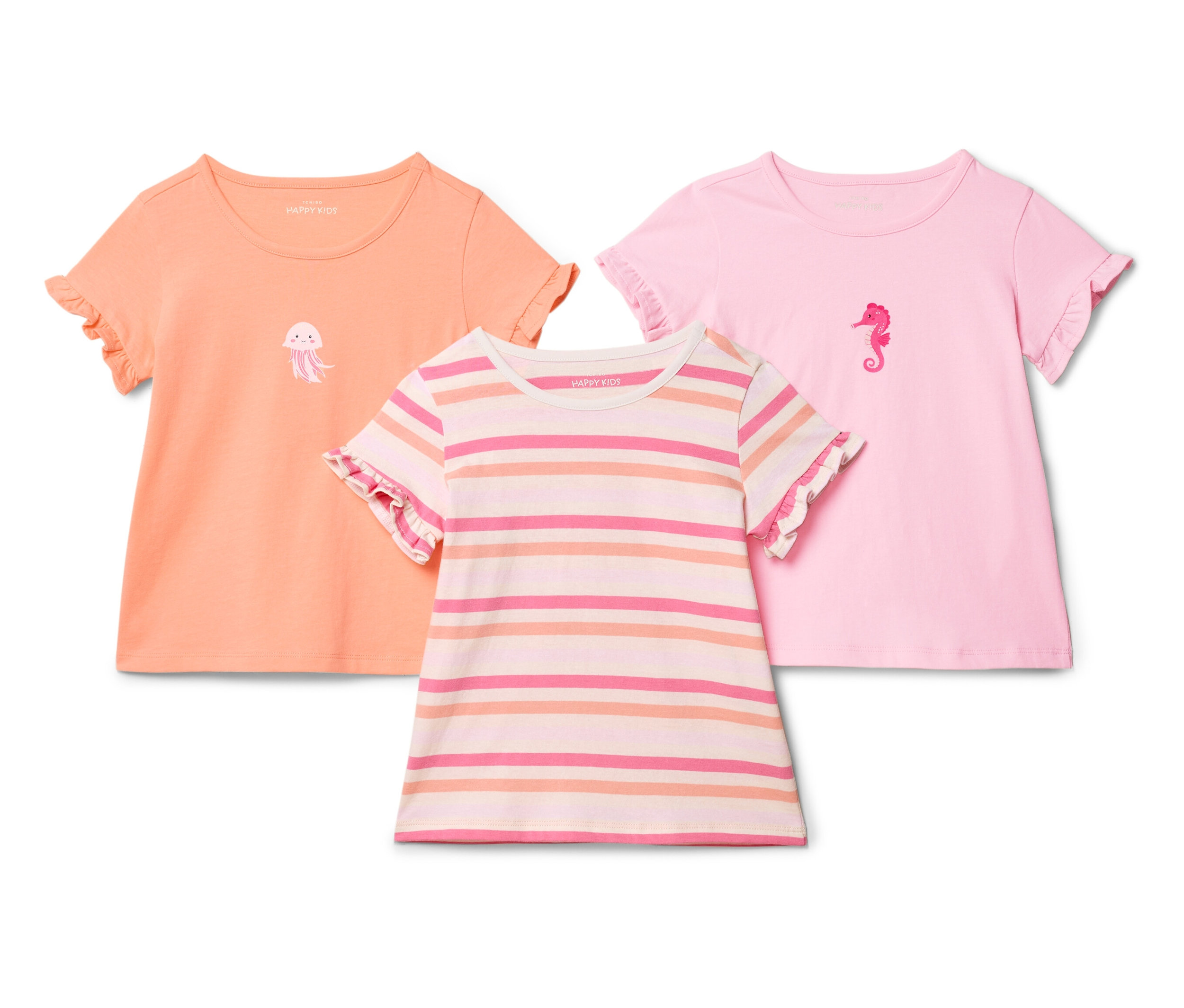 Tchibo - 3 Kinder-T-Shirts - Gr. 50/56 - weiß