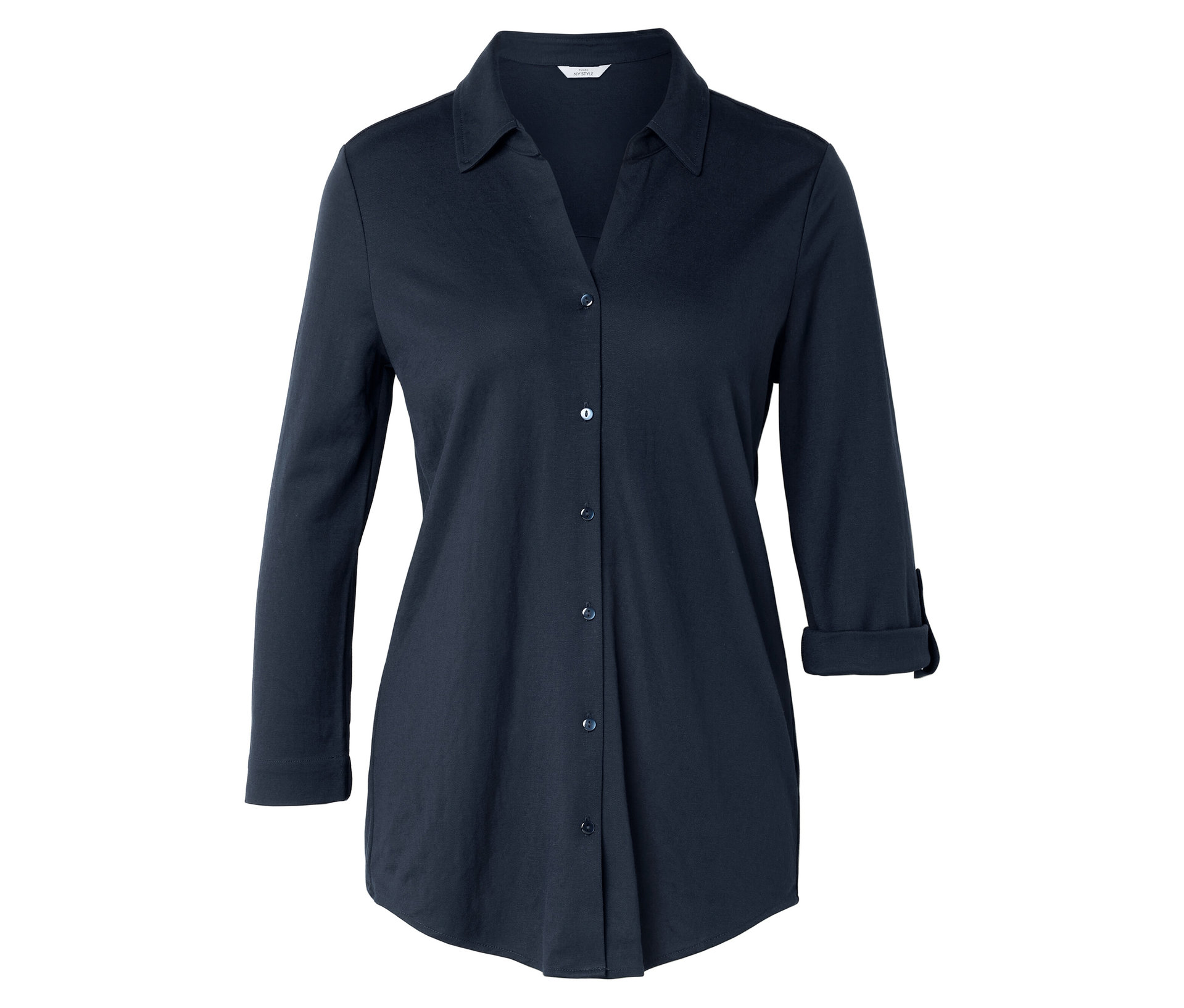 Piqué-Jerseybluse - Damen - Gr. 54 - dunkelblau - dunkelblau
