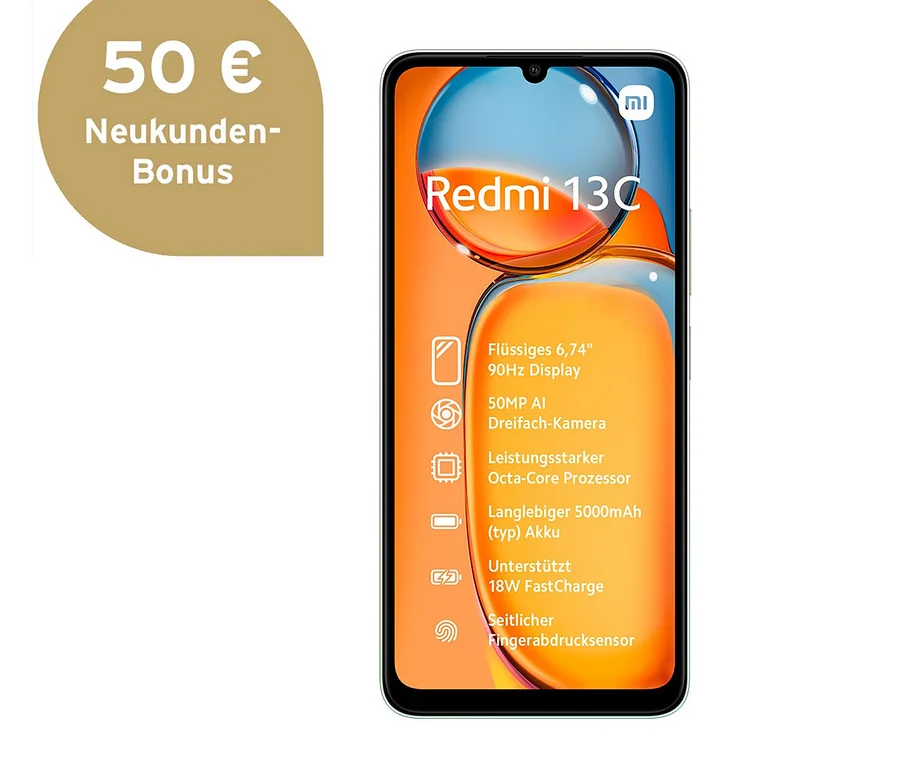 Abbildung des Xiaomi Redmi 13C 128 GB in Clover Green.