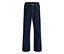 Dunkelblaue Jack&Jones JJOriginal Chris Jeans mit heller Naht, Vorder- und Gesäßtaschen und Knopfverschluss, flach liegend.