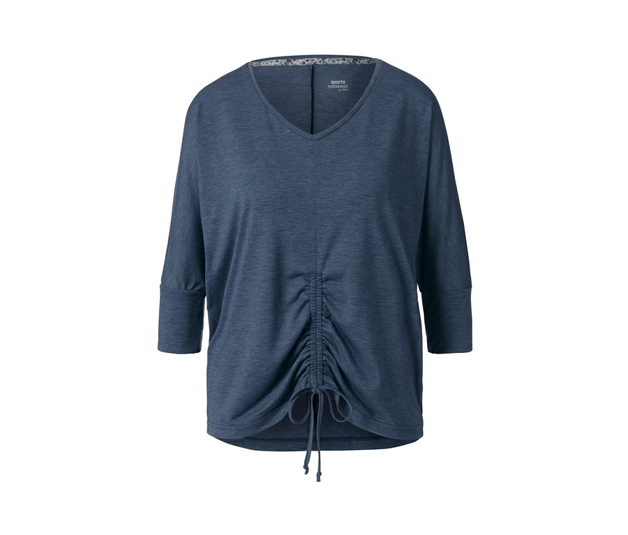 Blau meliertes 3/4-Sport-und-Yogashirt.