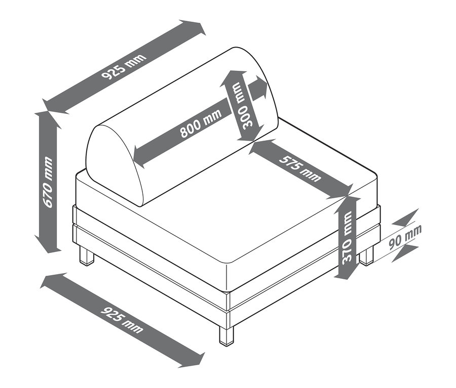 Abmessungen des Premium-Sofa-Sets.