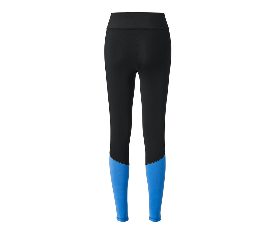 Schwarze Sporttight mit blauen Unterteilen.