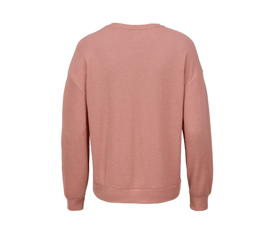 Rosa Lounge-Sweatshirt mit Waffelmuster.