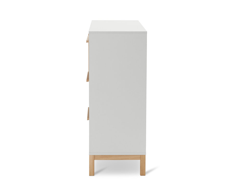 Seitenansicht des hellgrauen Bad-Sideboards »Eklund«.