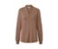 Beiges Langarmshirt mit V-Ausschnitt.