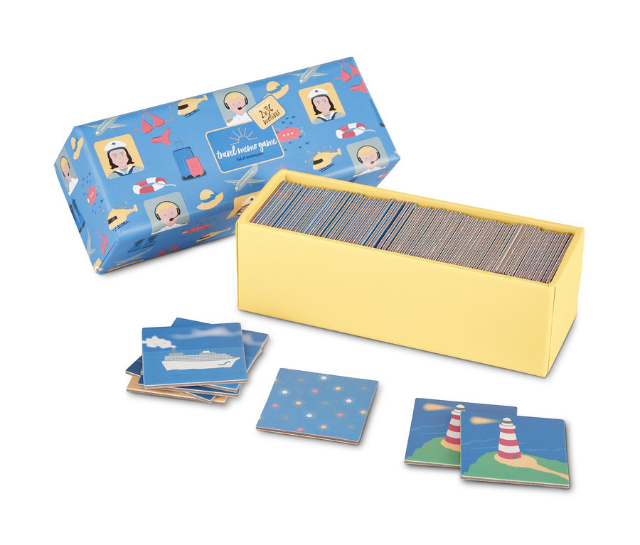 Offene Packung Memo-Spiel »Reise« mit Bildkarten.