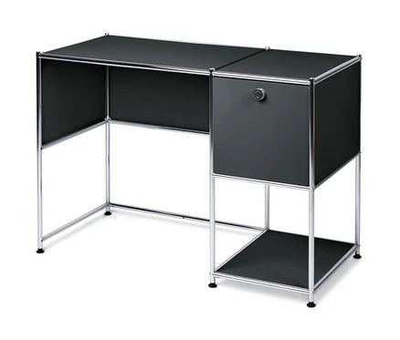 Schwarzer Schreibtisch Metall »CN3« mit Klapptür.