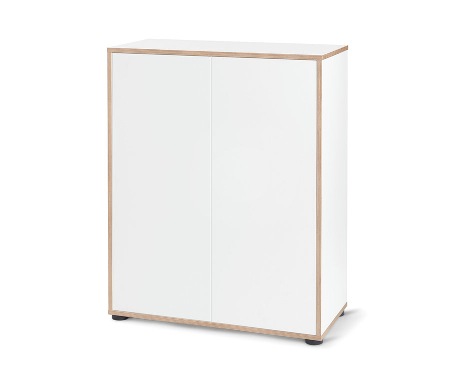 Weißes Sideboard mit zwei Türen.