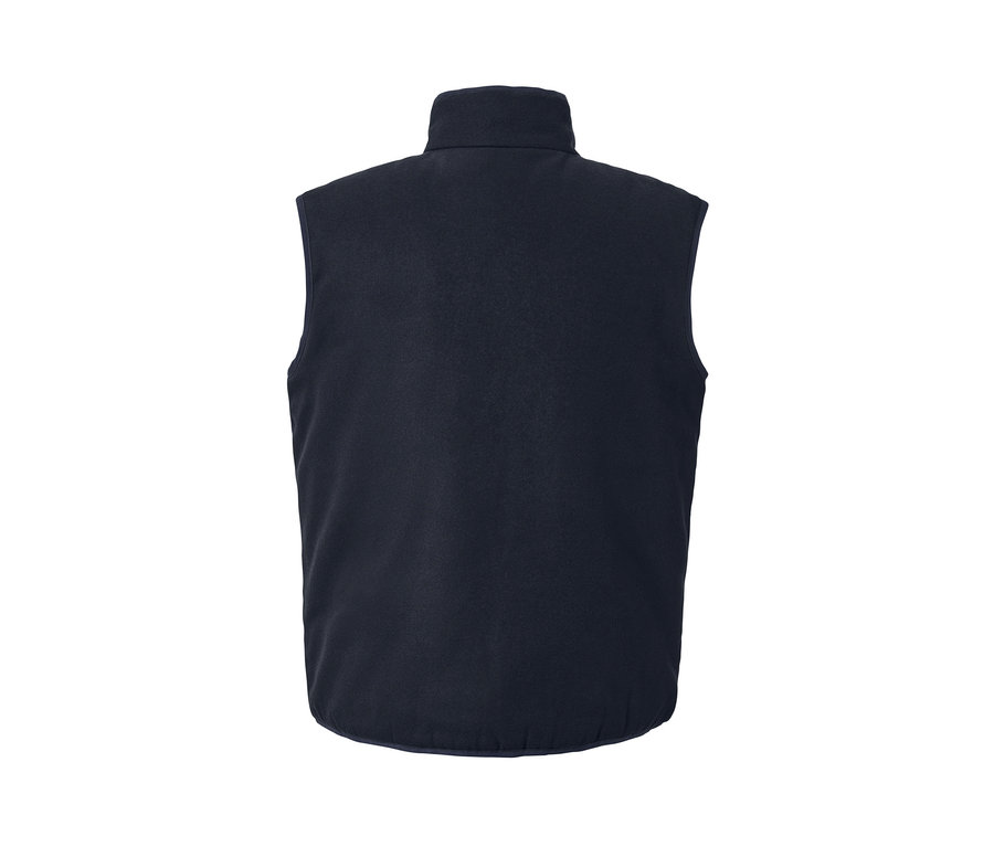 Dunkelblaue Wendeweste mit Kragen.