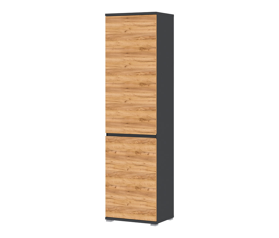 Garderobenschrank »Lissabon« mit Holzdekor und dunkelgrauen Seiten.