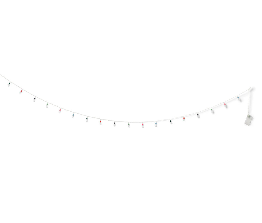 Eine bunte LED-Lichterkette mit Mini-Glühbirnen.