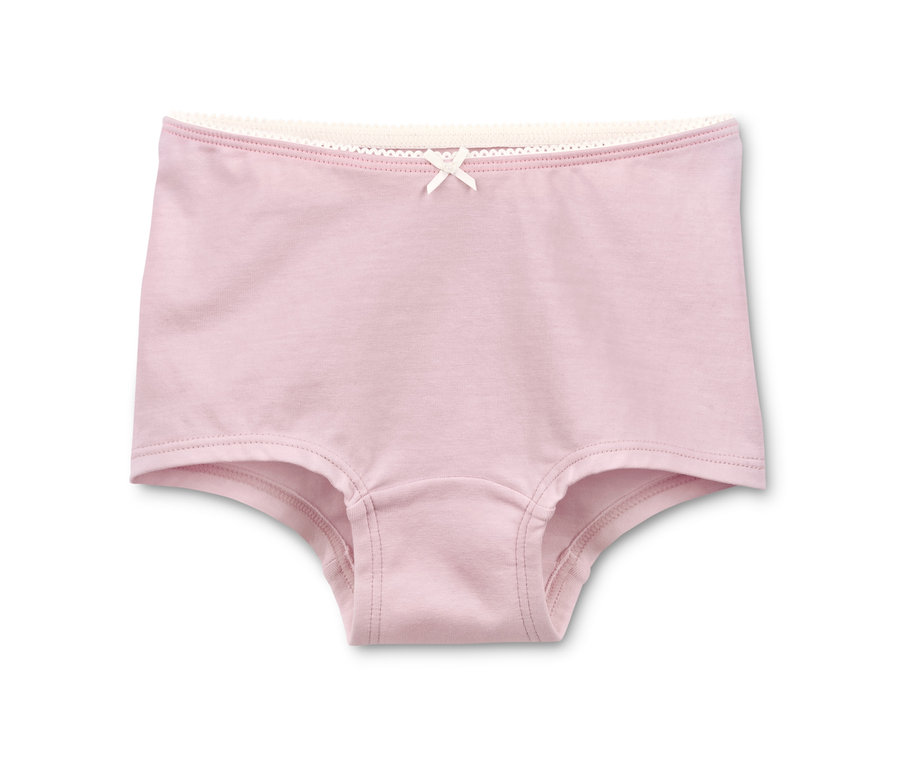 Rosa Mädchen-Panty, 1 Stück aus dem 7er-Set, mit weißer Schleife.