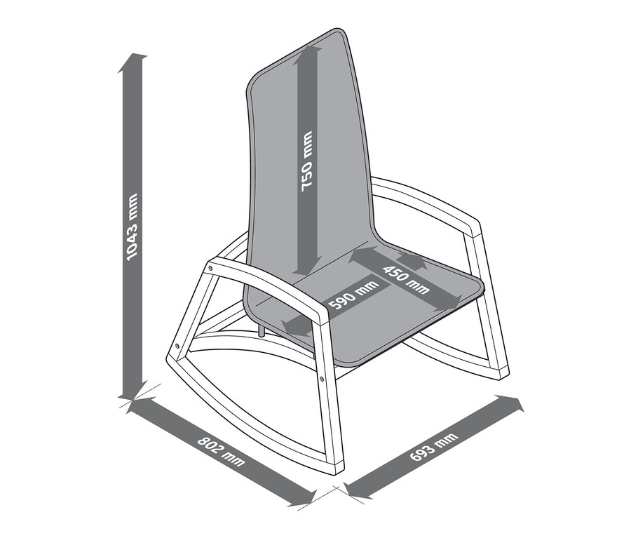 Abmessungen des Garten-Schaukelsessels »Rope«.