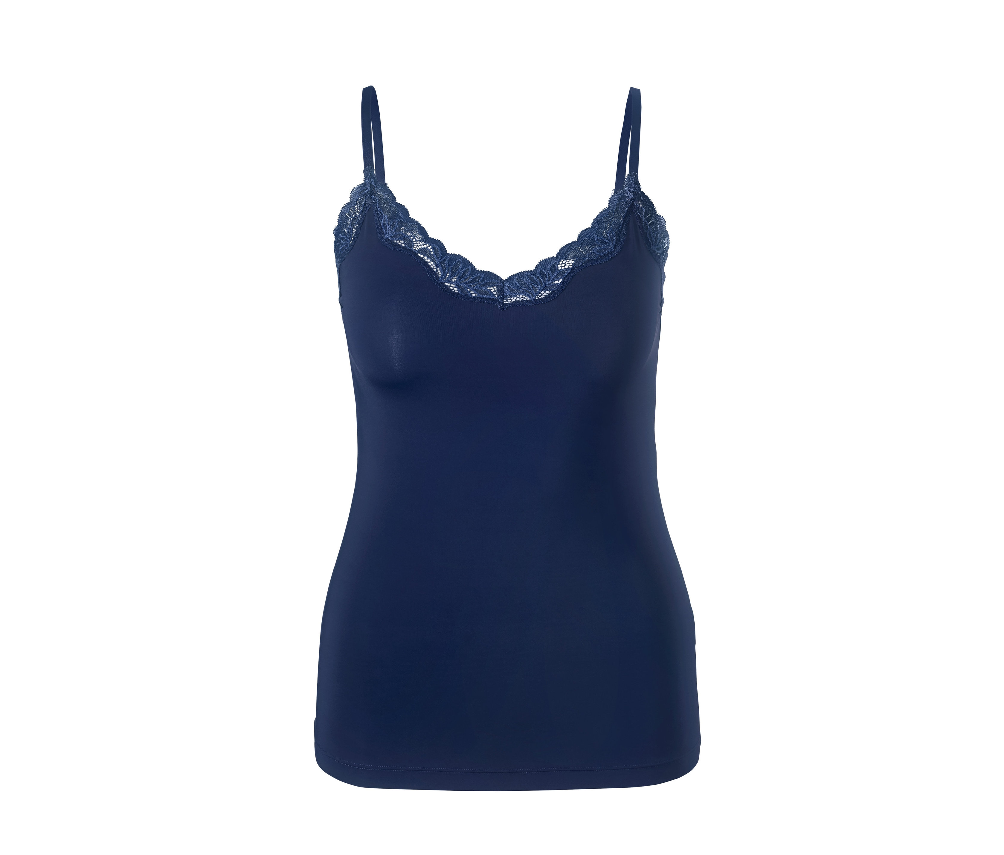 Dunkelblaues Hemdchen mit Spitze.