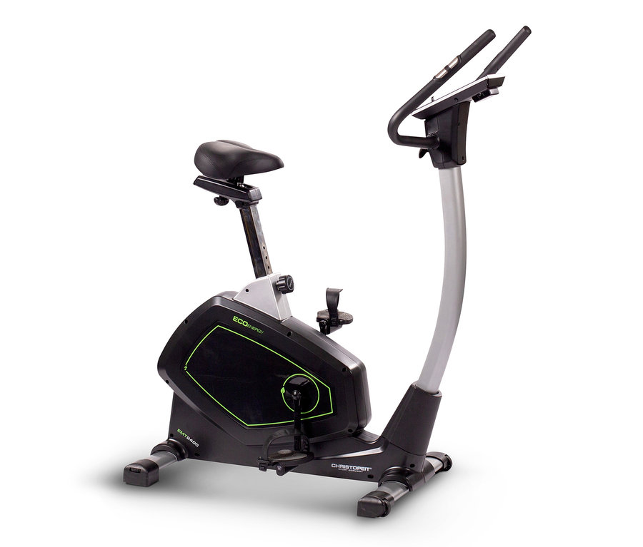 Ein schwarz-grauer Christopeit Sport-Eco-Heimtrainer-Ergometer »EMT 2400« steht vor einem weißen Hintergrund.