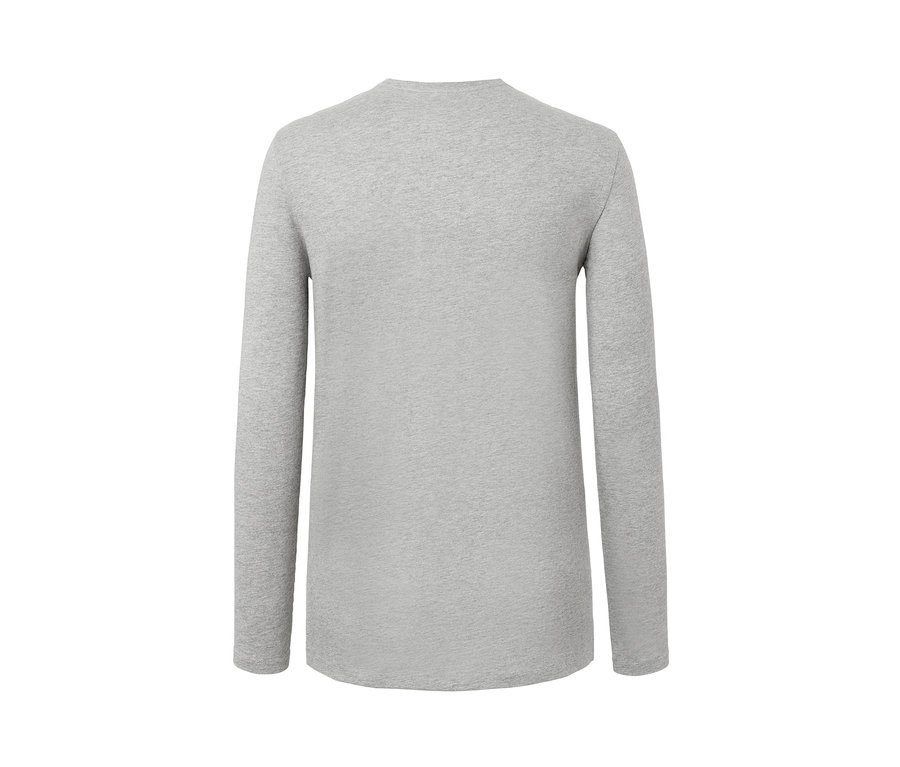 Detailansicht eines grauen 2 Langarmshirts.