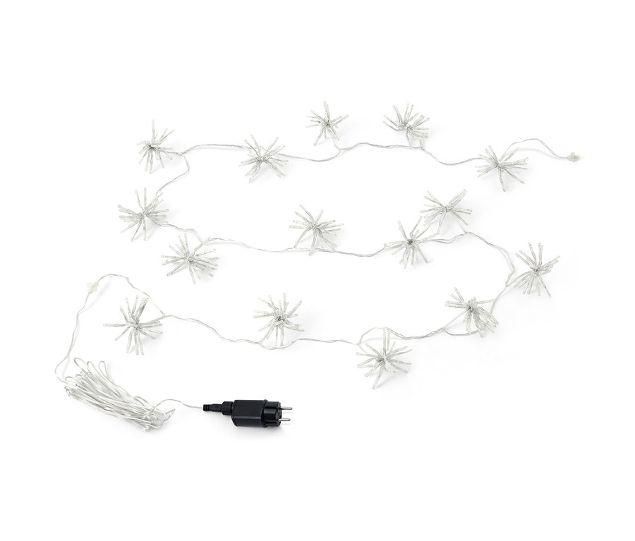 Eine LED-Outdoor-Lichtergirlande auf einem weißen Hintergrund.
