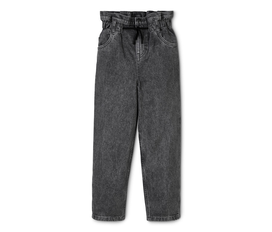 Graue High-Waist-Jeans.