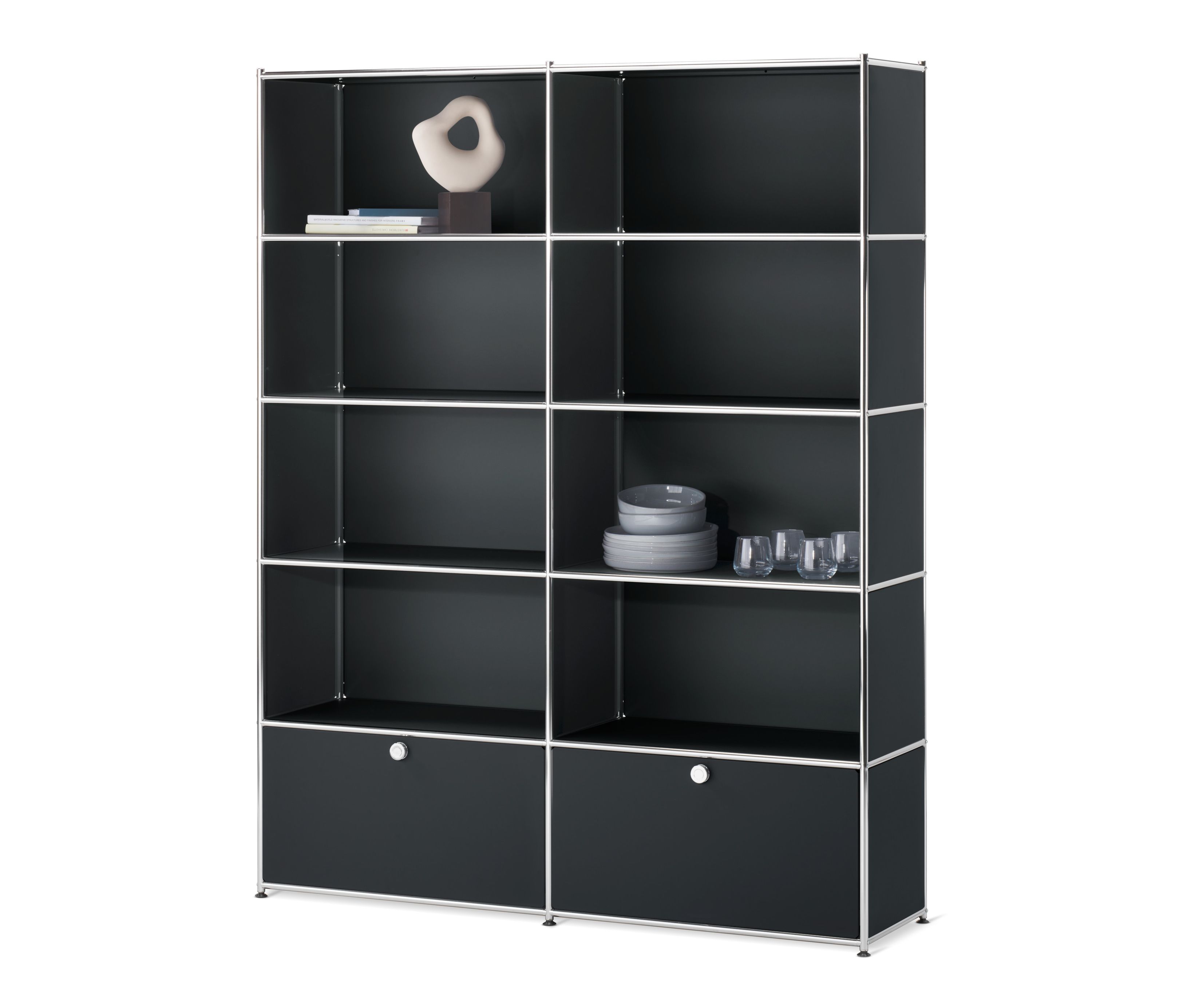 Tchibo - Regal »Cn3« mit 2 Klappen - 152x40x194,5cm - schwarz - Stahl / Aluminium / Kunststoff