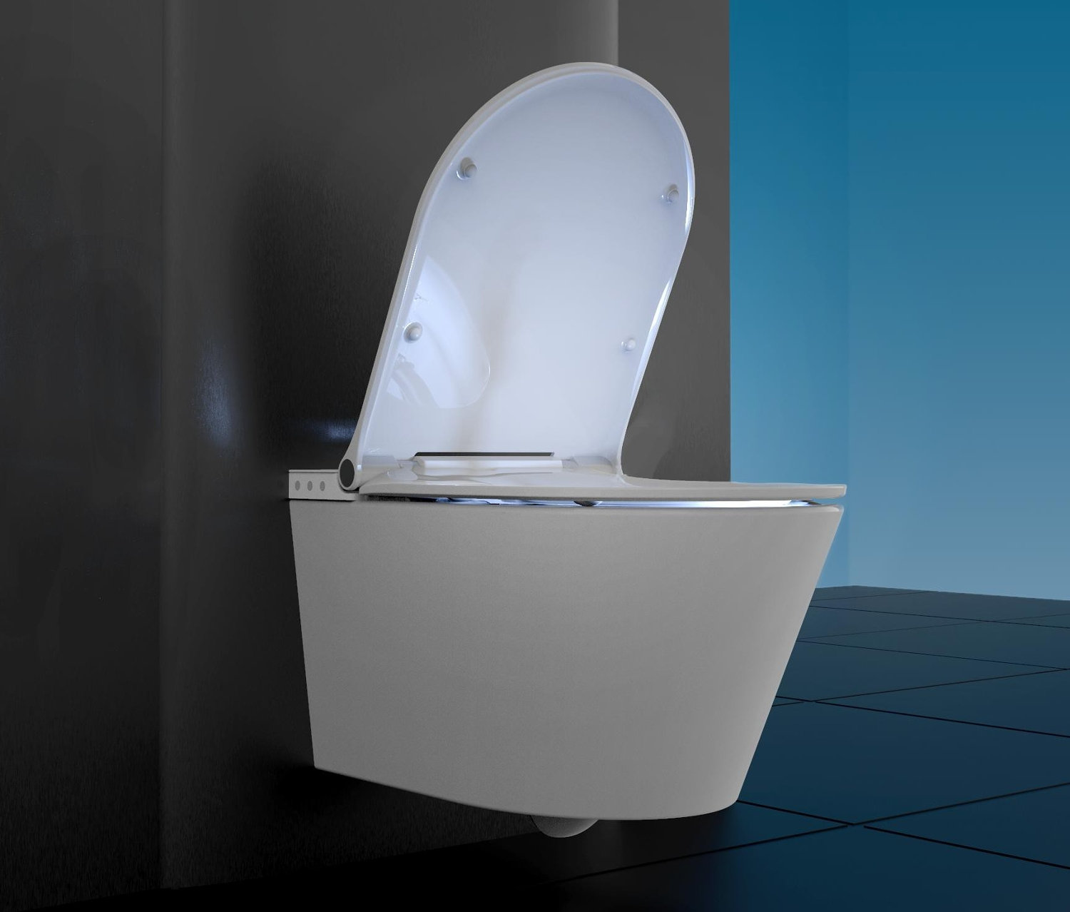 Weißes SCHÜTTE Dusch-WC »Cesari« mit geöffnetem Deckel.