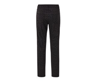 Schwarze, bedruckte Bengalin-Hose mit Zebramuster.