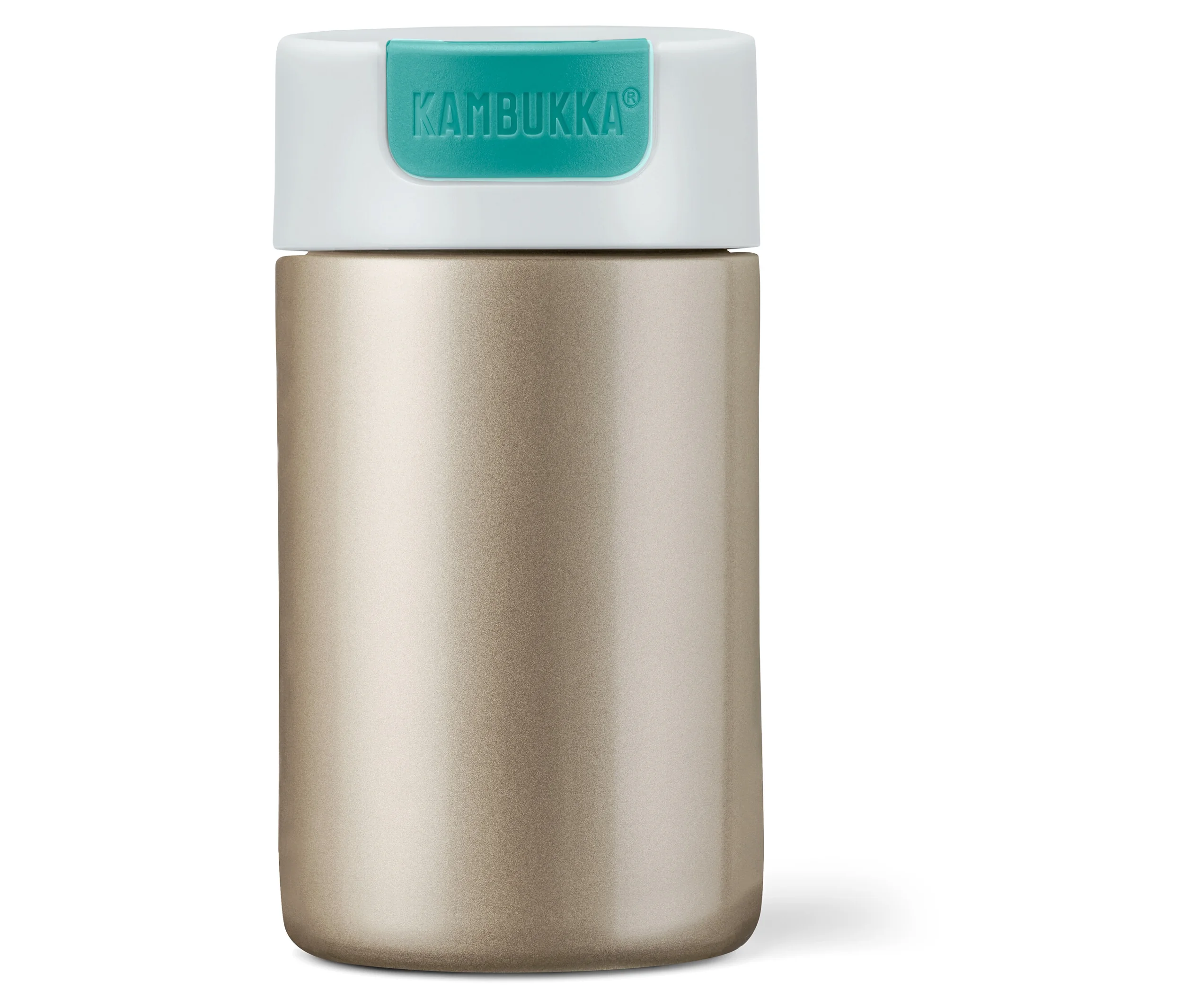 Light günstig Kaufen-Kambukka To-Go-Becher - türkis. Kambukka To-Go-Becher - türkis <![CDATA[Kambukka To-Go-Becher, Light Gold Farbe: Becher: light gold glänzend Deckel: weiß mit türkisfarbenem Verschluss Material: Becher: Edelstahl 18/8 Deckel: Kunststoff, Silikon 