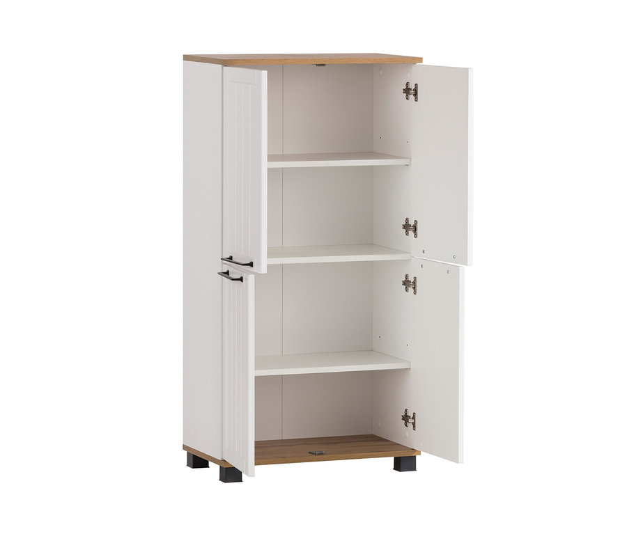 Highboard »Jelda«, matt weiß und Eiche-Dekor.