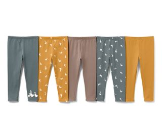 1x rauchblau mit Gänse-Print, 1x korngelb mit Alloverprint, 1x mocca, 1x rauchblau mit Alloverprint, 1x korngelb