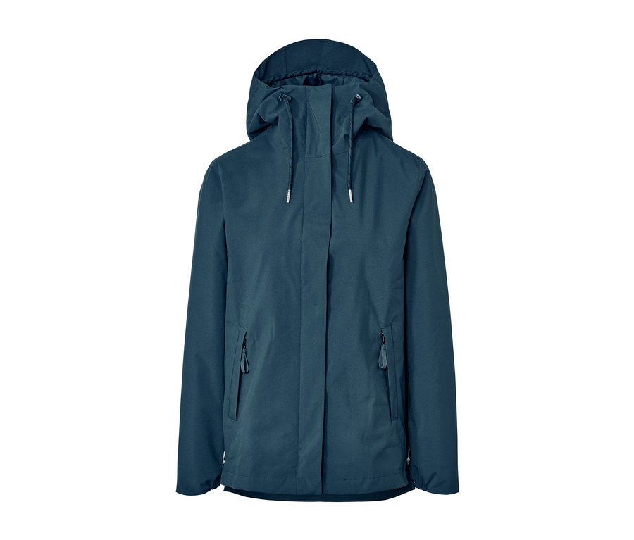 Eine blaue 3-in-1-Regenjacke.
