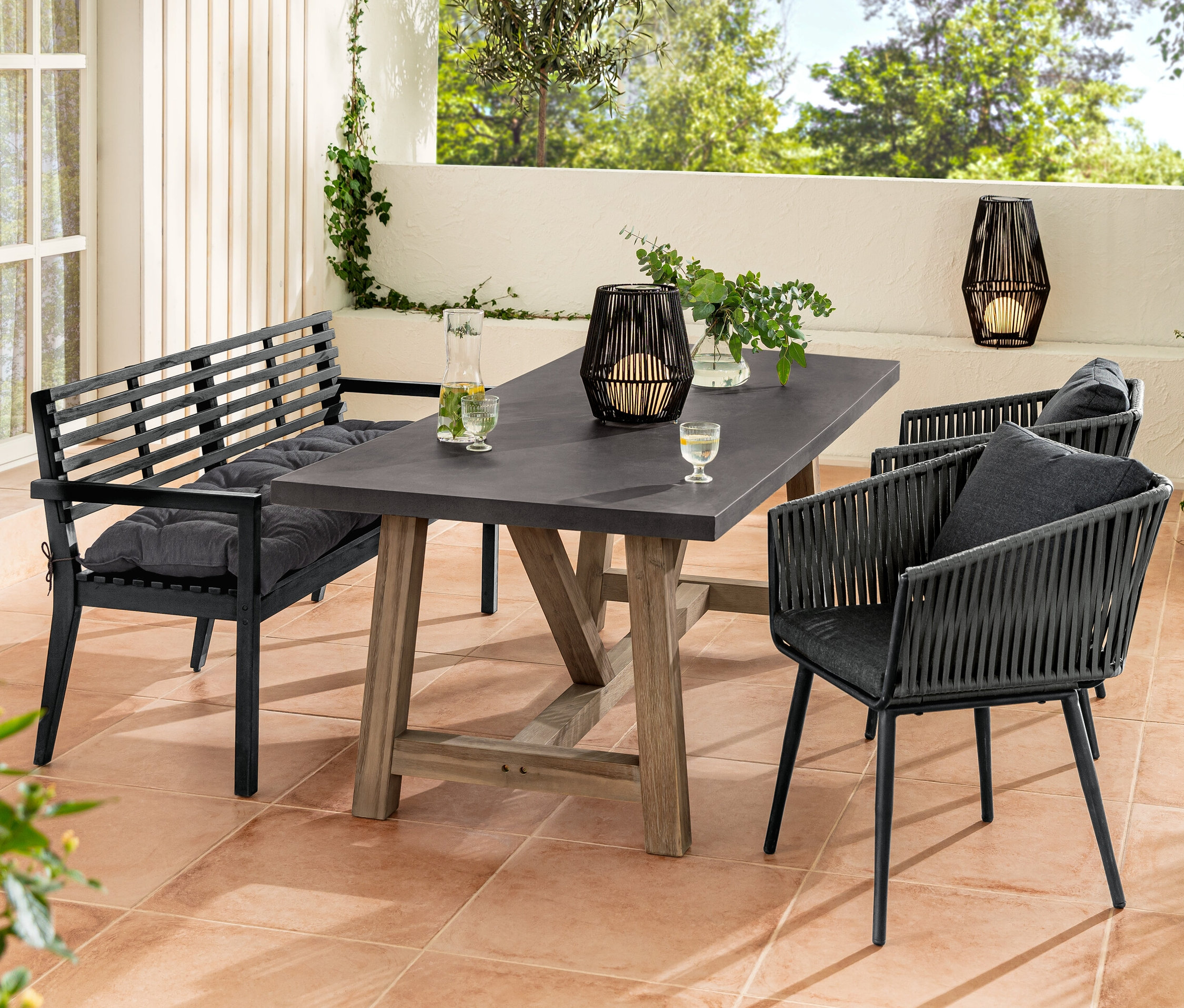 Thumbnail - Tchibo - Dining-Sessel mit Textilgeflecht - 60x63,5x85cm - anthrazit - Stahl / Polypropylen / Polyester