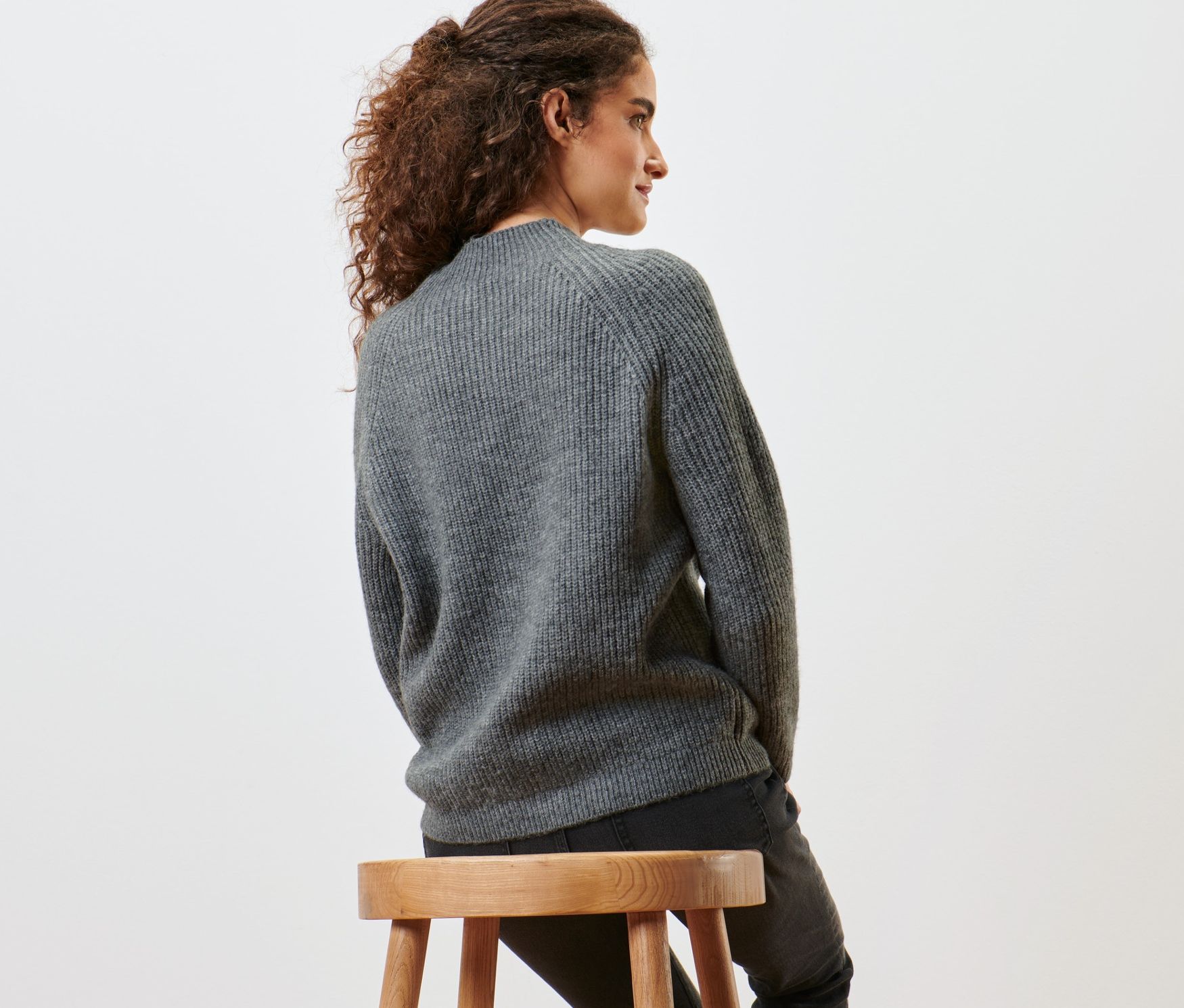 Thumbnail - Tchibo - Strickpullover mit Stehkragen - Damen - Gr. L - grau