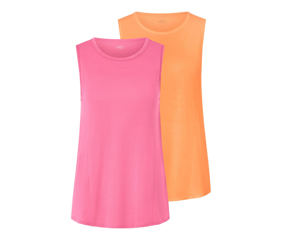 Zwei Sport-Tops, pfirsich und pink.