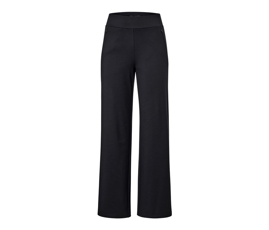 Eine schwarze Thermohose »Wide Leg« auf einem weißen Hintergrund.