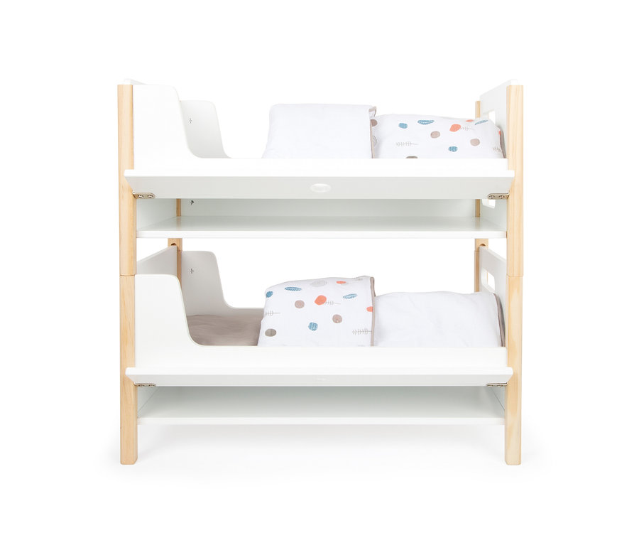small foot Puppenhochbett »Little Button« mit weißem Rahmen und Holzbeinen.