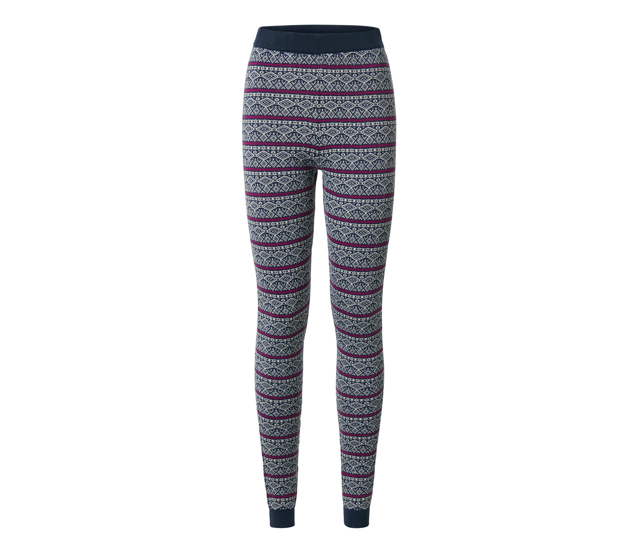 Norweger-Strickleggings mit geometrischem Muster.